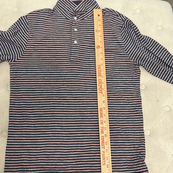 Faherty 100% Cotton Striped Denim Blue Long-Sleeve Polo - Size Medium - Picture 7 of 7